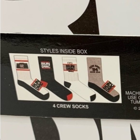 RUN DMC 4 Pack Graphic Men’s Crew Socks Gift Set Boombox 1984 Retro Size 10-13 - Picture 7 of 8